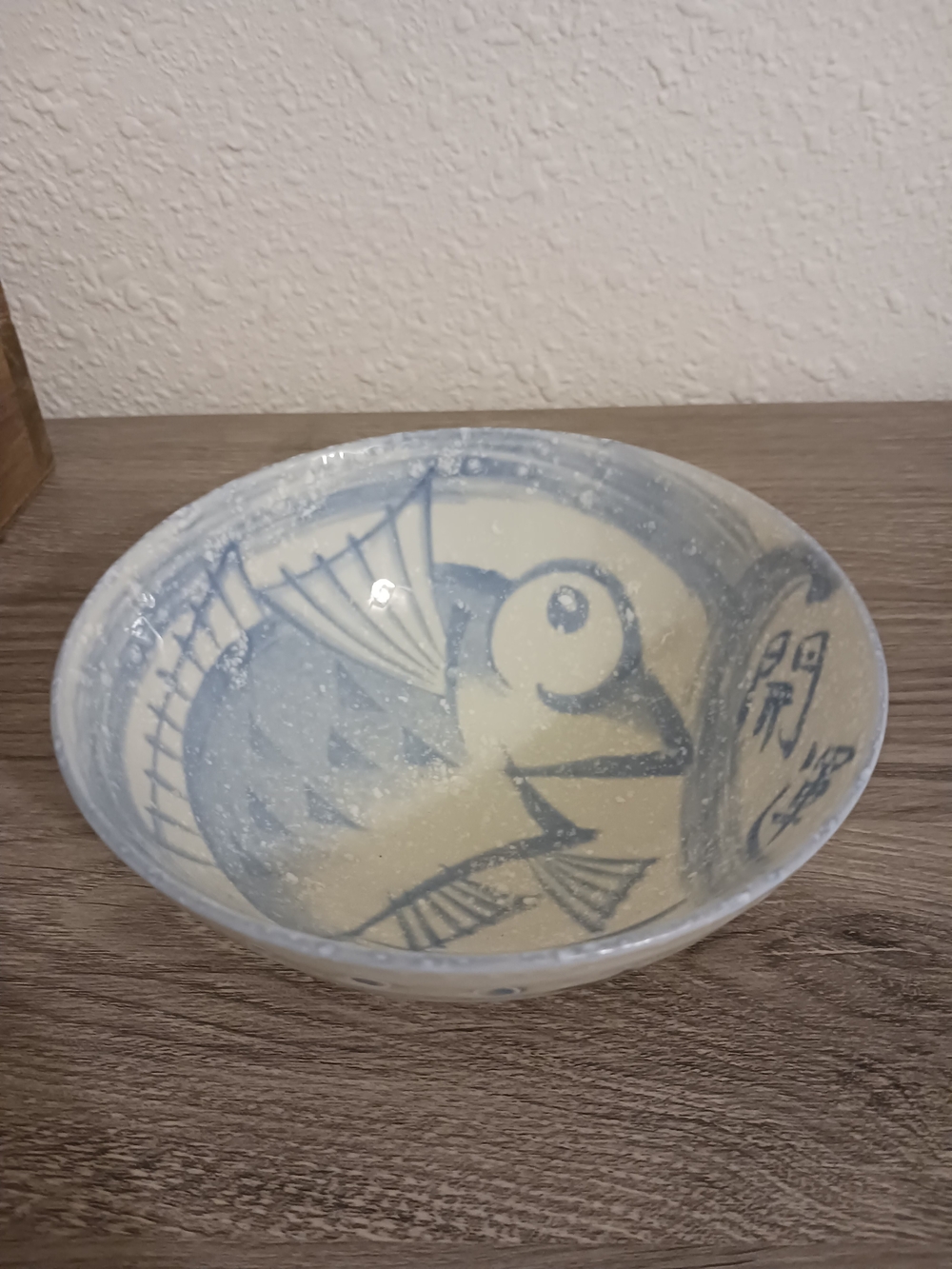Blue & Cream Ceramic Fish Serving Bowl Japan